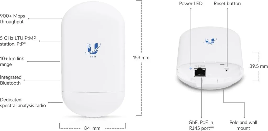 Solution Client Ubiquiti LTU Lite pour Internet Sans Fil Haut Débit - 11