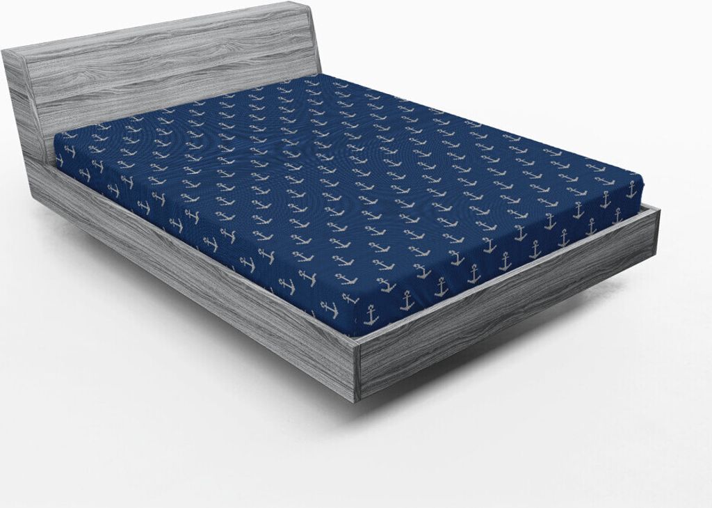 ABAKUHAUS Anker Spannbetttuch, Nordic Strickwaren Thema Retro skandinavischen Winter Mode Muster Hipster Oceanic, 120 x 190 cm, Blau Weiss