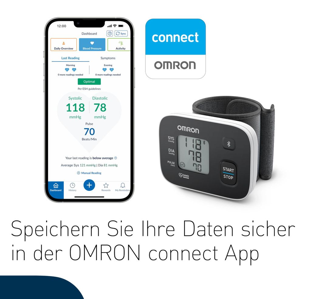 Omron HEM-6161T-E bloeddrukmeter, polsmeting, automatische Productafbeelding 