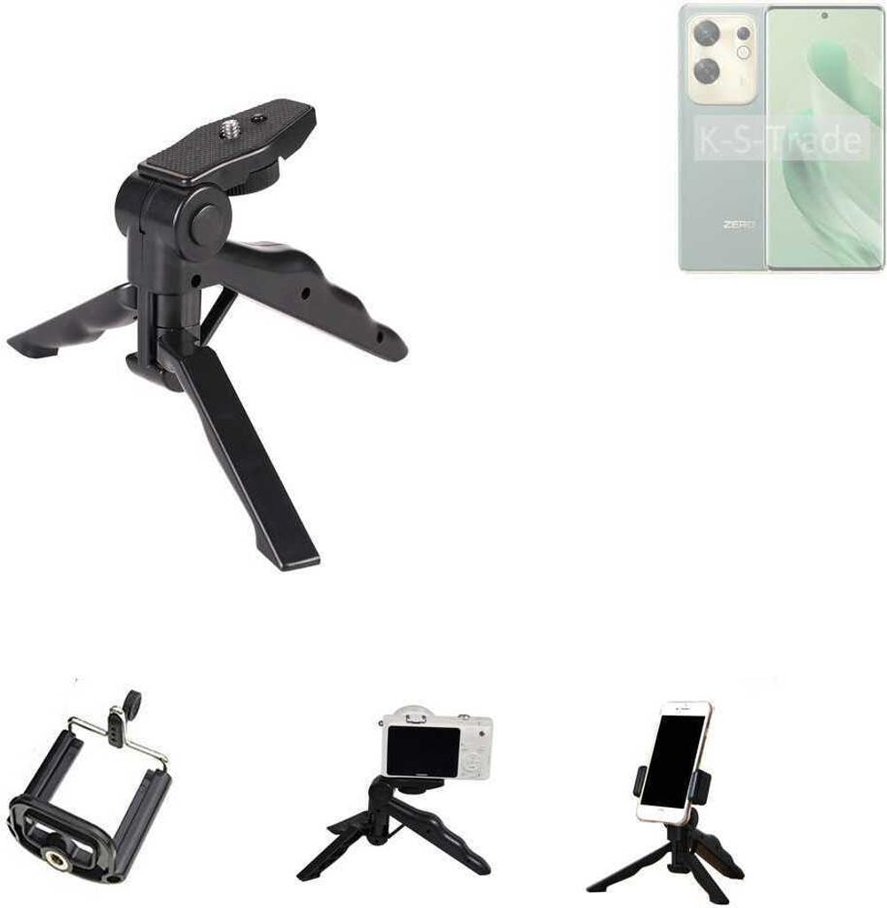 K-S-Trade Stativ Tisch-Ständer Dreibein Handy-Stativ Ständer kompatibel mit Infinix Zero 30 4G Mini-Stativ Smartphone Tripod Handy-Stativ aus