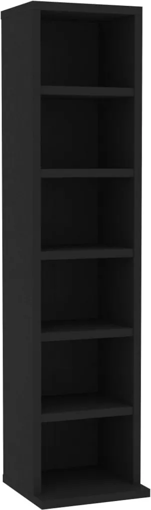 Mobiletto Porta CD Nero 21x20x88 cm Scaffale Slim in Legno per Collezione