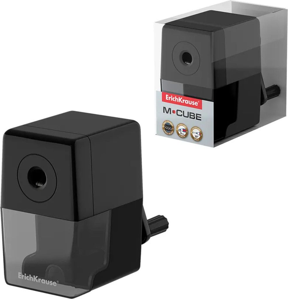 Spitzer mit Kurbel und Dose 4x7x9cm Kunststoff 1 Stück Schwarz
