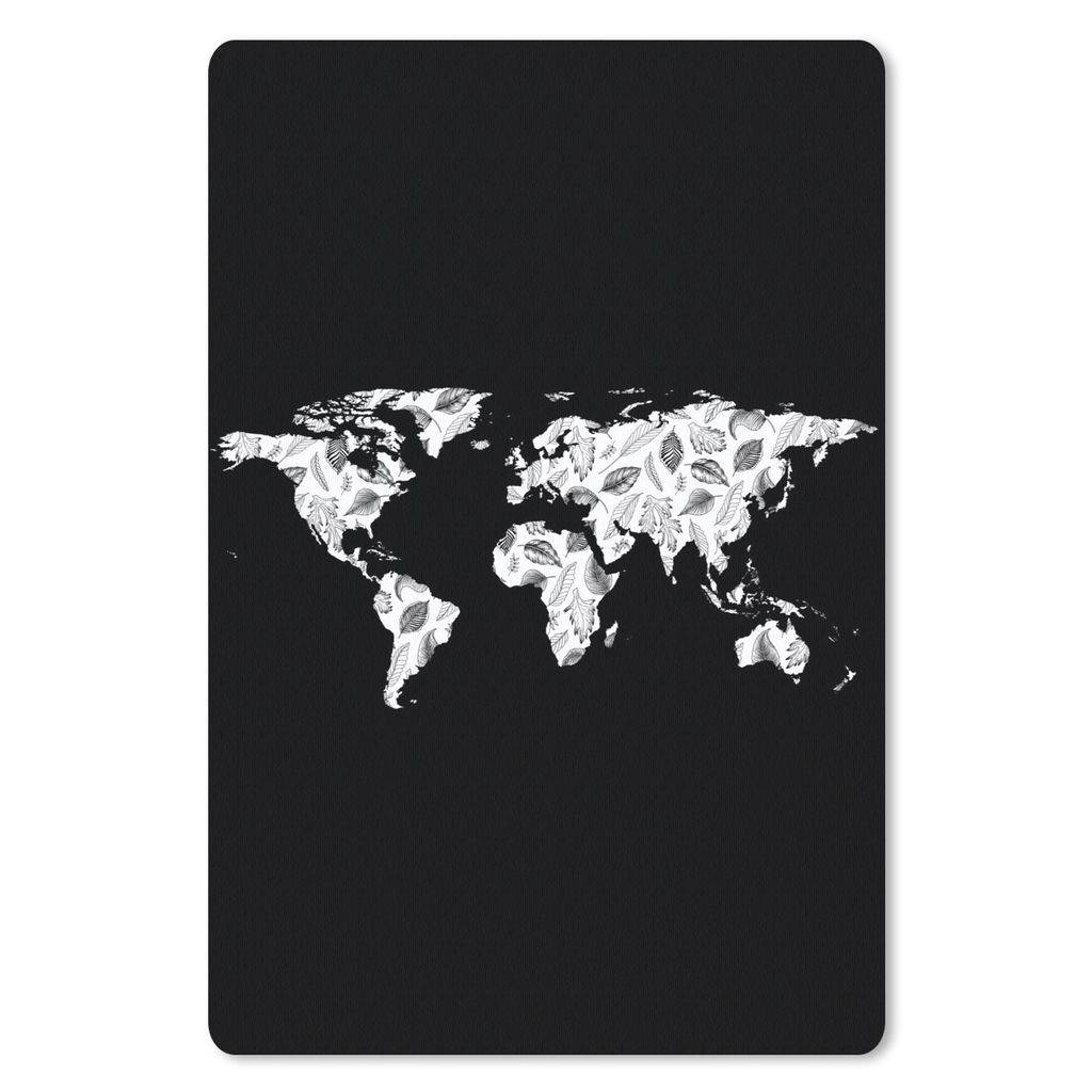 MuchoWow Mauspad Mousepad Weltkarte - Blätter - Design 18x27 cm - Mousepads - Maus Mat - Pad - Mausunterlage