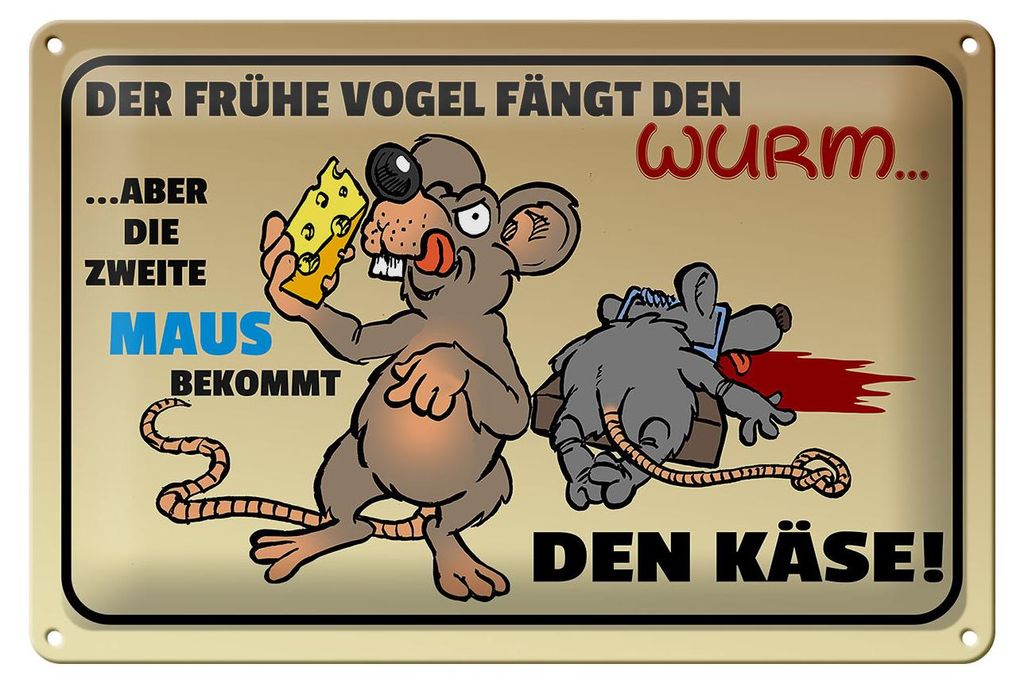 Blechschild Spruch 30x20cm der frühe Vogel fängt den Wurm