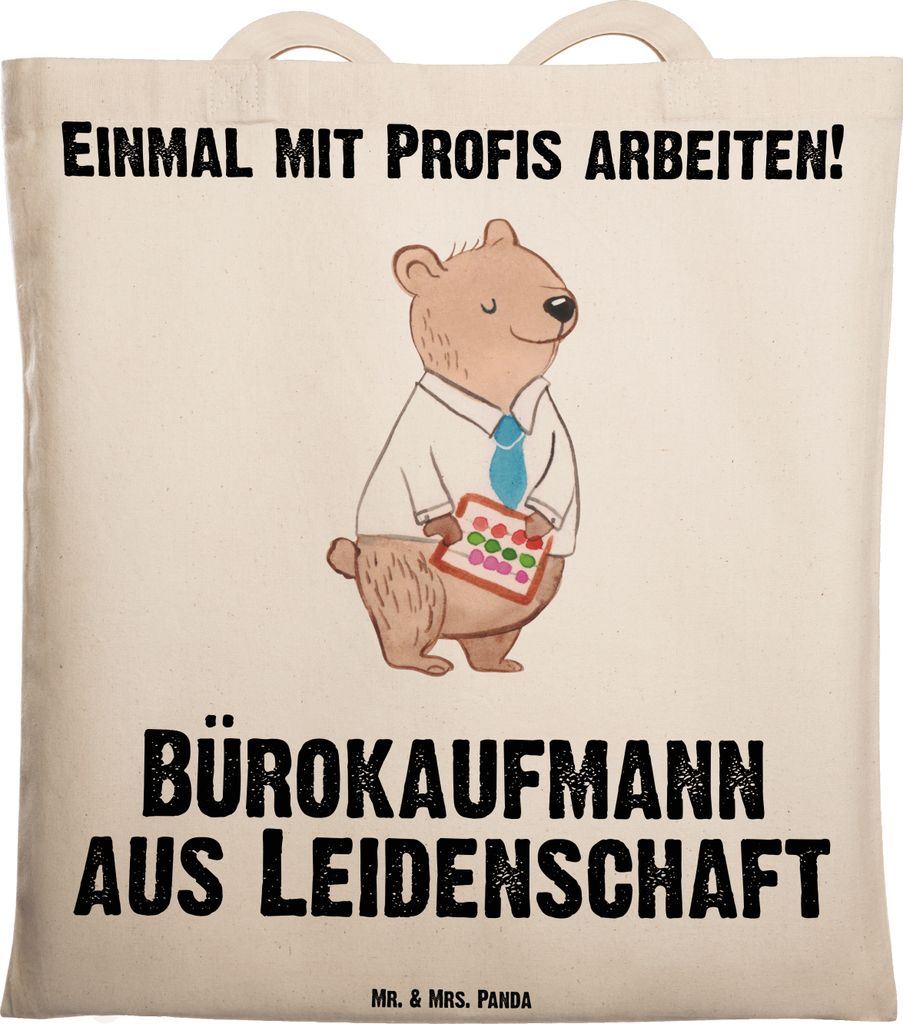 Mr. & Mrs. Panda Shopping Tasche Bürokaufmann Leidenschaft - Transparent - Geschenk, Kaufmann für Büromanagement, dokumententasche, Spruch, Ausb...