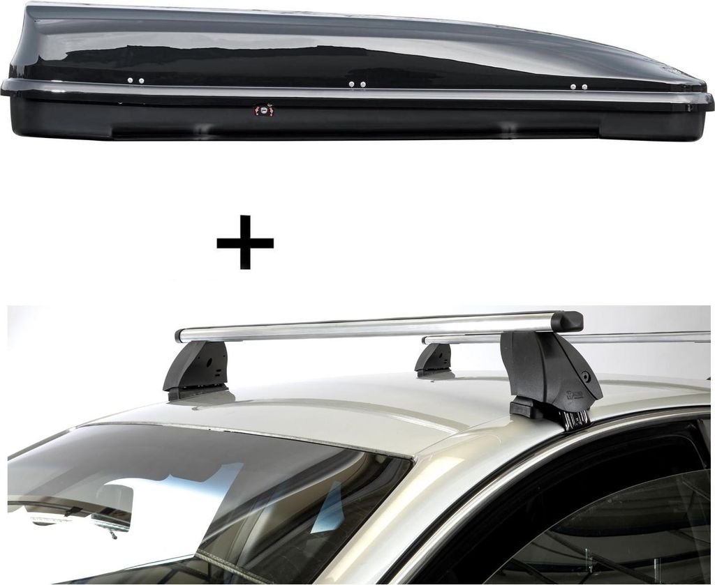 Dachbox VDPFL460 460 Liter schwarz glänzend + Dachträger K1 PRO Aluminium kompatibel mit Bmw X6 (F16) (5Türer) ab 14