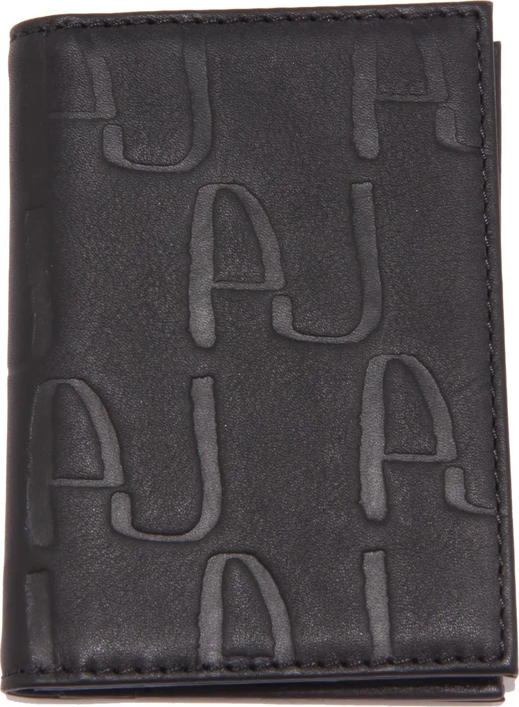Étui à cartes Armani Jeans 9549S en cuir véritable uni noir haut de gamme