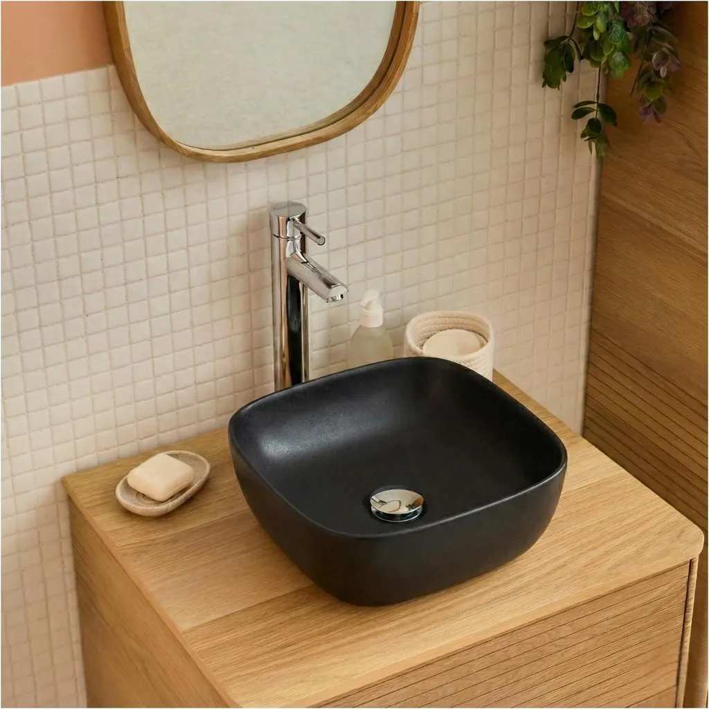 Lavabo Appoggio Ceramica Diego Quadrato | Design Moderno Minimal - 1