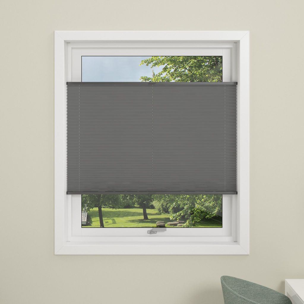 Plissee grau ohne Bohren 130x130 cm Klemmfix mit Produktbild 3