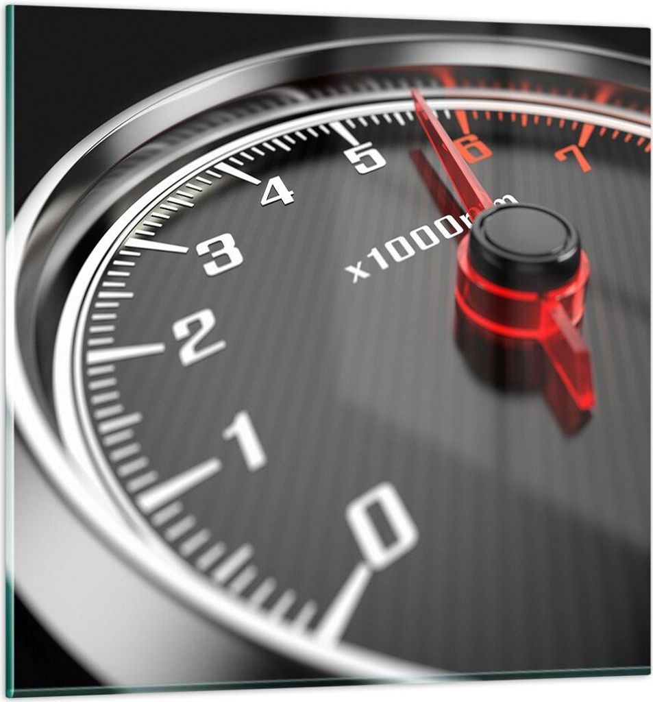 Bilder auf glas - Tachometer Auto Pfeil - 70x70cm - Glasbilder - Wandbilder - Kunstdruck - zum Aufhängen bereit - Wanddekoration aus Glas - Glas B...