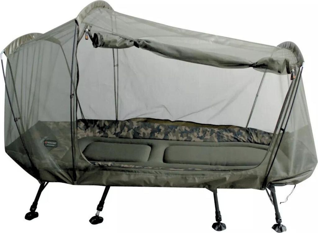 Phantom Moskitonetz fürs Bett 200-215x75-90 cm für Karpfenliegen mit Reißverschlusstür