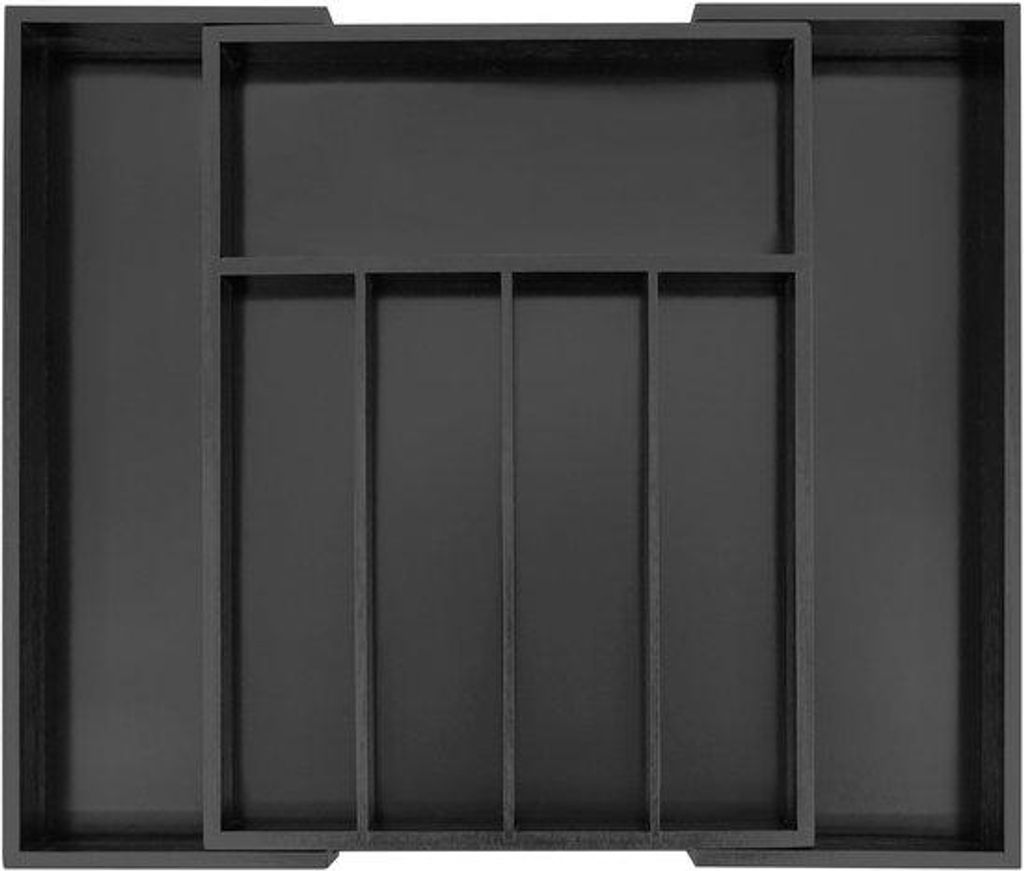Bamboo-Organizer, ausbaubarer Küchenlade-Organizer, Besteckschublade-Verteiler, Besteckschublade-Insert, Bürobedarf, schwarz, 5-7 Fach