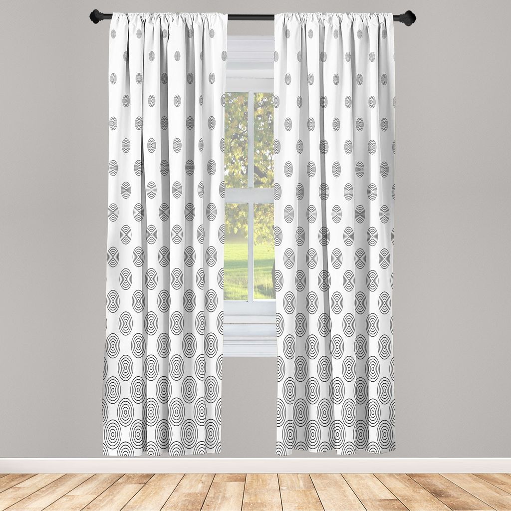 ABAKUHAUS Geometrischer Kreis Vorhänge 2 Panel Set für Wohnzimmer Schlafzimmer Nachbildung, Gewundener Drehkreis, der zu konzentrischen Gitterlin...