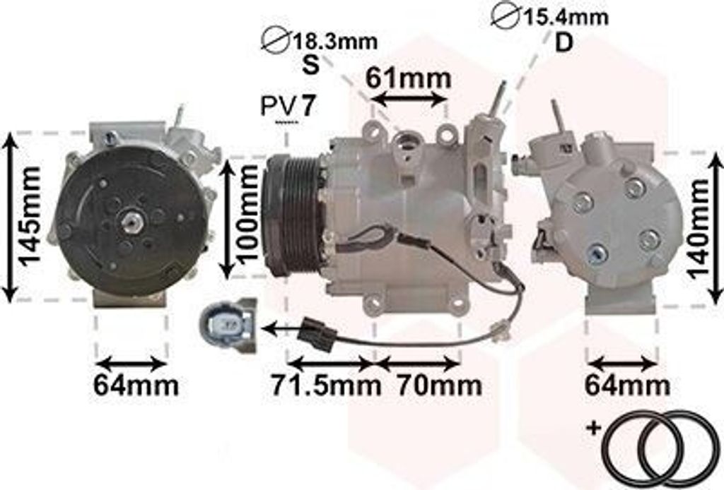 VAN WEZEL 2500K235 TRSE07 Klimaanlage Klimakompressor PAG 46 R134a für HONDA CIVIC VIII Hatchback (FN, FK)