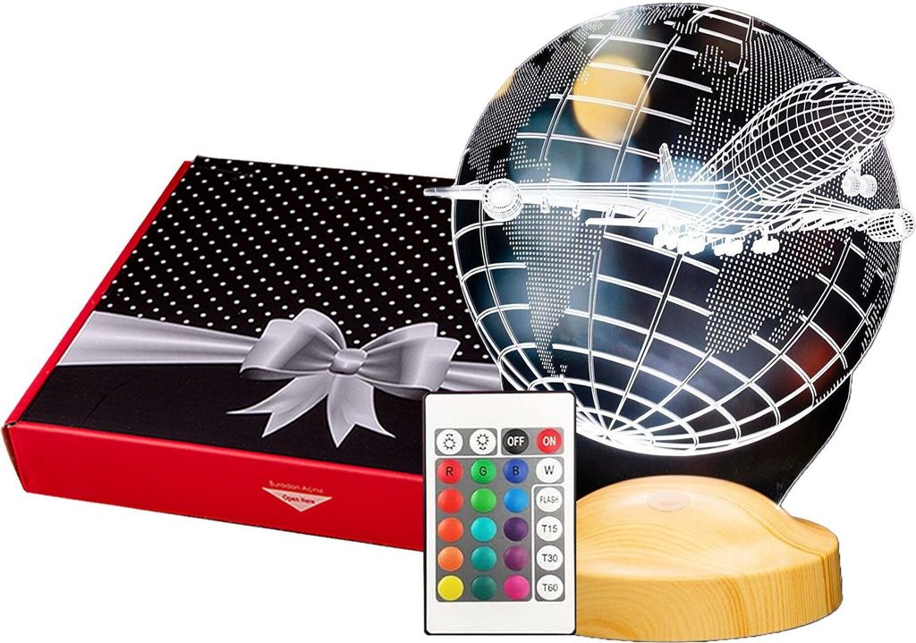 GESCHENKELAMPE 3D LED Nachttischlampe Passagierflugzeug Produktbild 