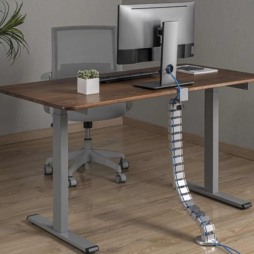 Flexibler Schreibtisch-Kabelkanal mit Klemme XXL I silber