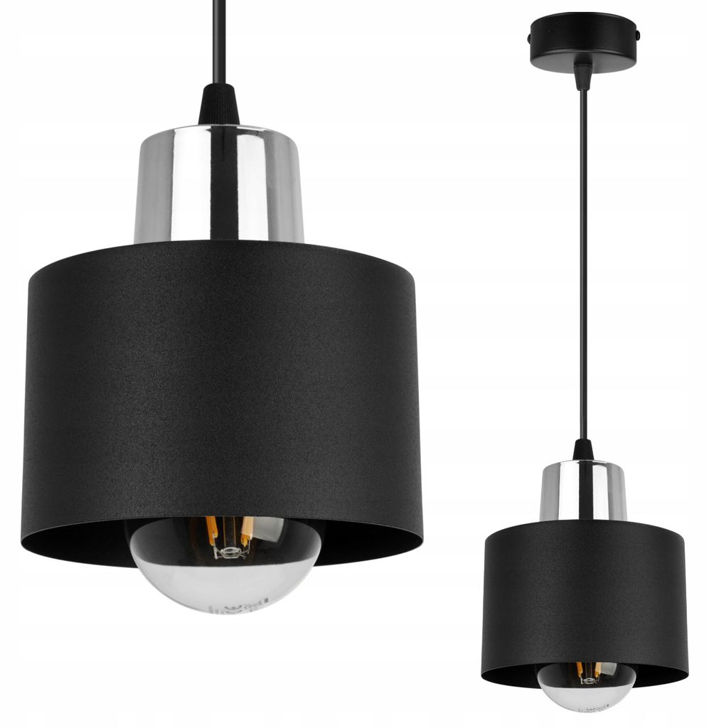 LED Pendelleuchte Schwarz mit Lampenschirm – Moderne Hängelampe / Deckenleuchte für Wohnzimmer und Esszimmer