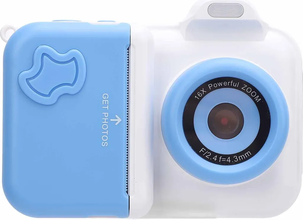 Appareil photo instantané écran HD 2,4 pouces avec carte SD 32 Go Bleu
