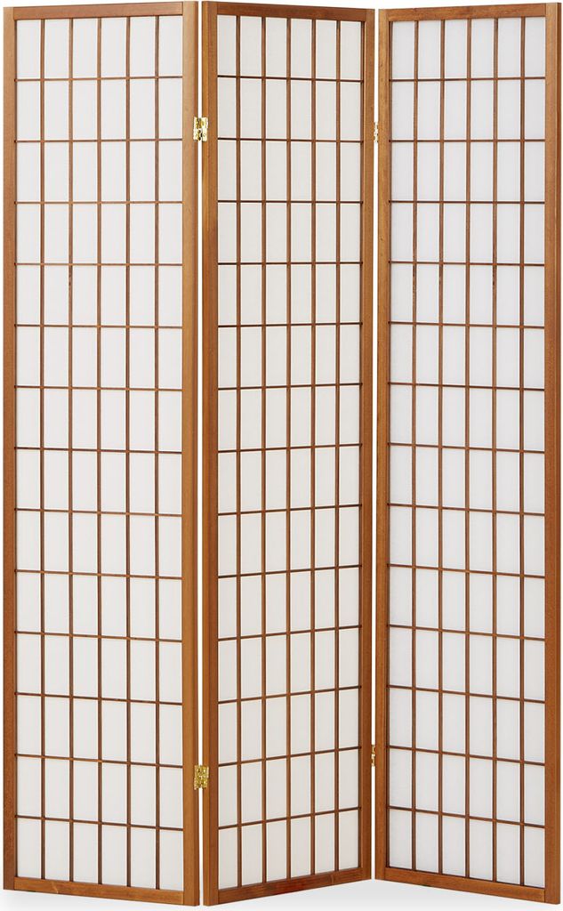 3 Panneaux Shoji Paravent Japonais Bois Brun Foncé Image du produit 