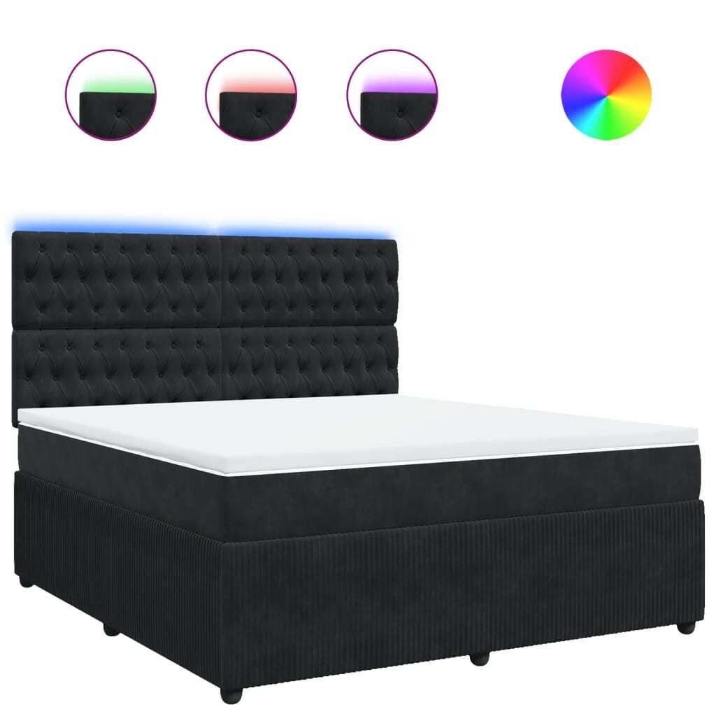 "2026 MODERNE"Boxspringbett/bettgestell - Bettrahmen - Doppelbett - mit Matratze Schwarz 180x200 cm Samt - Polsterbett Klassische Betten CC2414843