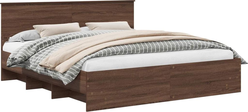vidaXL Bettrahmen Braun Eichen-Optik 200 x 200 cm Holzwerkstoff
