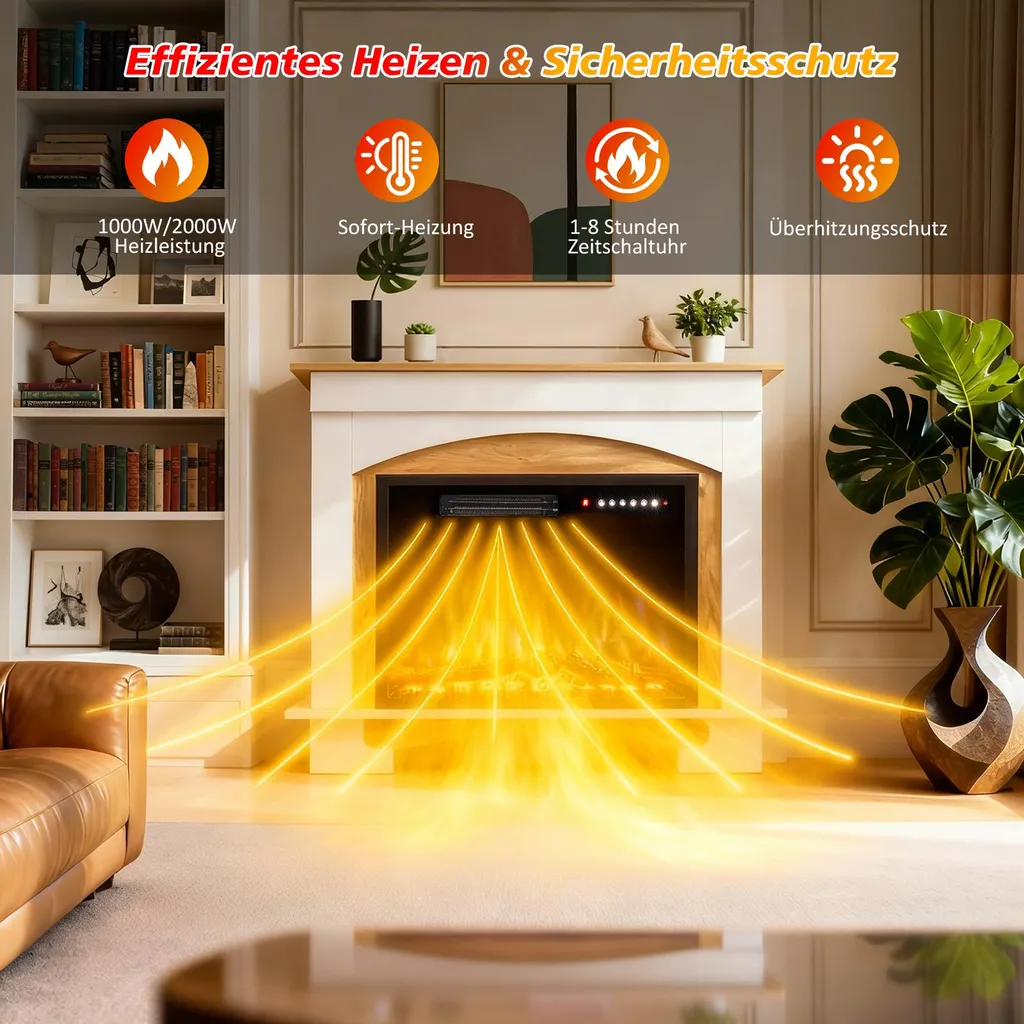 Cheminée électrique décorative encastrable 23" avec chauffage 2000W - 2