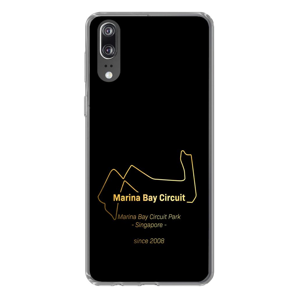 MuchoWow Handyhülle Schutzhülle Hülle für Huawei P20 Singapur - Formel 1 - Rennstrecke Silikon Softcase Handy Hülle - Hardcover