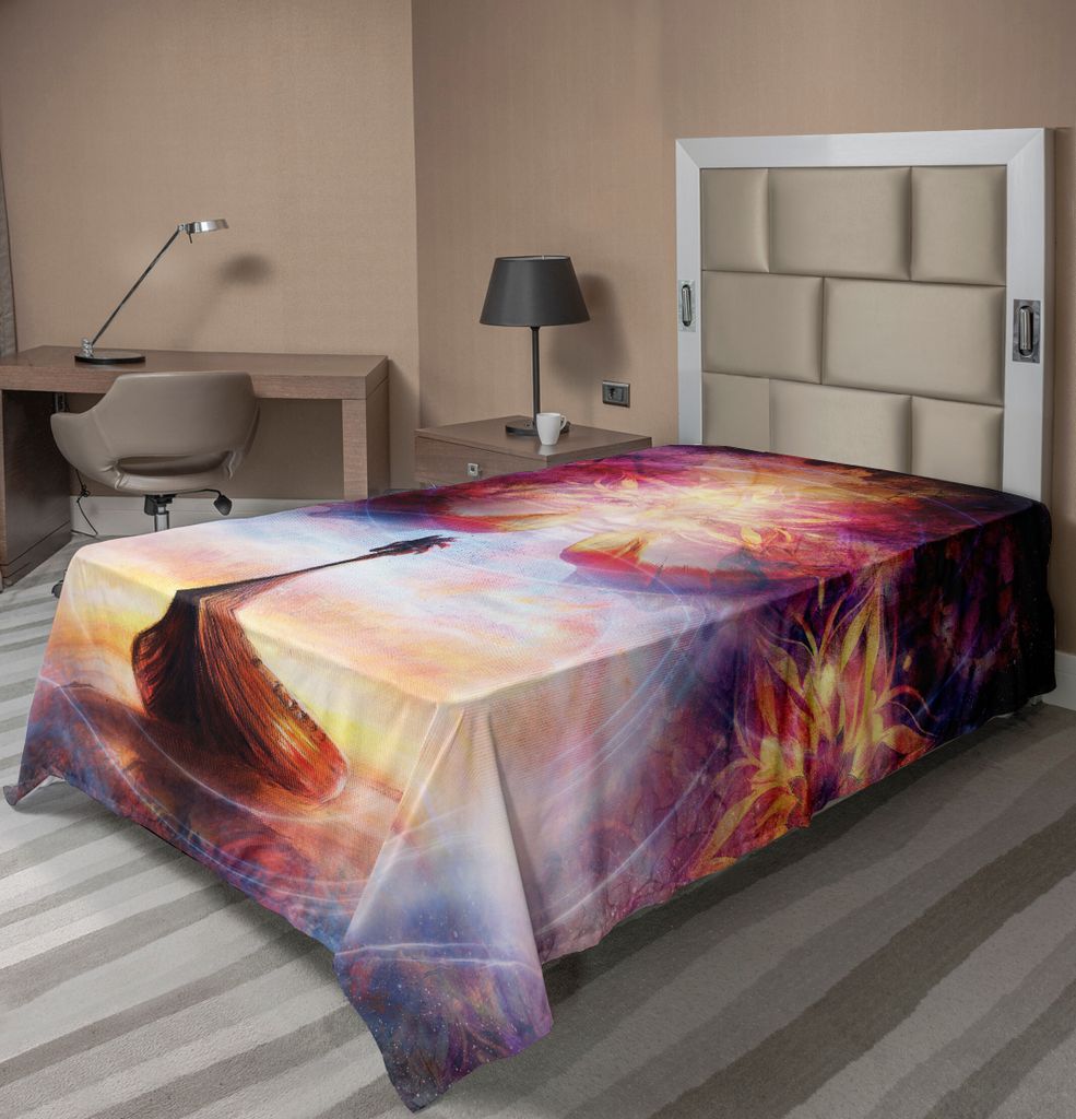ABAKUHAUS Psychedelisch Bettlaken, Digital-Überschneidungs-psychedelische mystische Rückseite mit heißen Flammen-Effekt-Bild, weiches bequemes o...