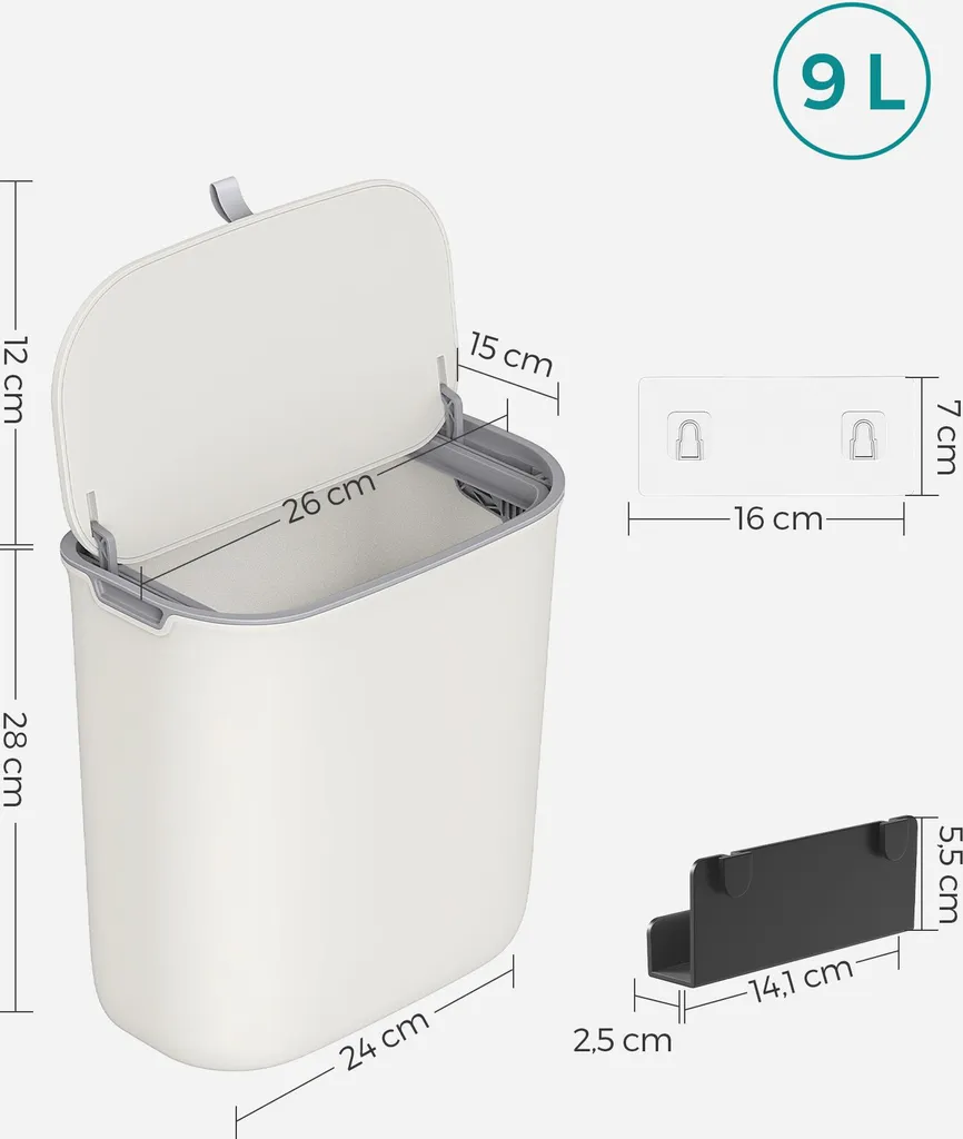 Bac à compost 9 L blanc anti-odeur - Design moderne et format compact