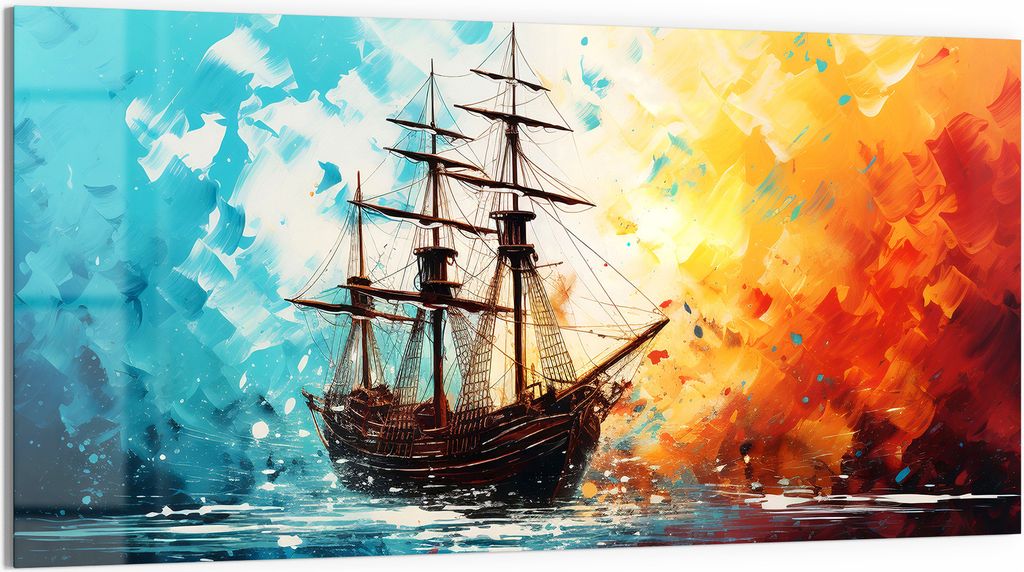 DEQORI Glasbild Acryl 100x50 cm 'Stürmische Fahrt' Wandbild Bild modern Deko