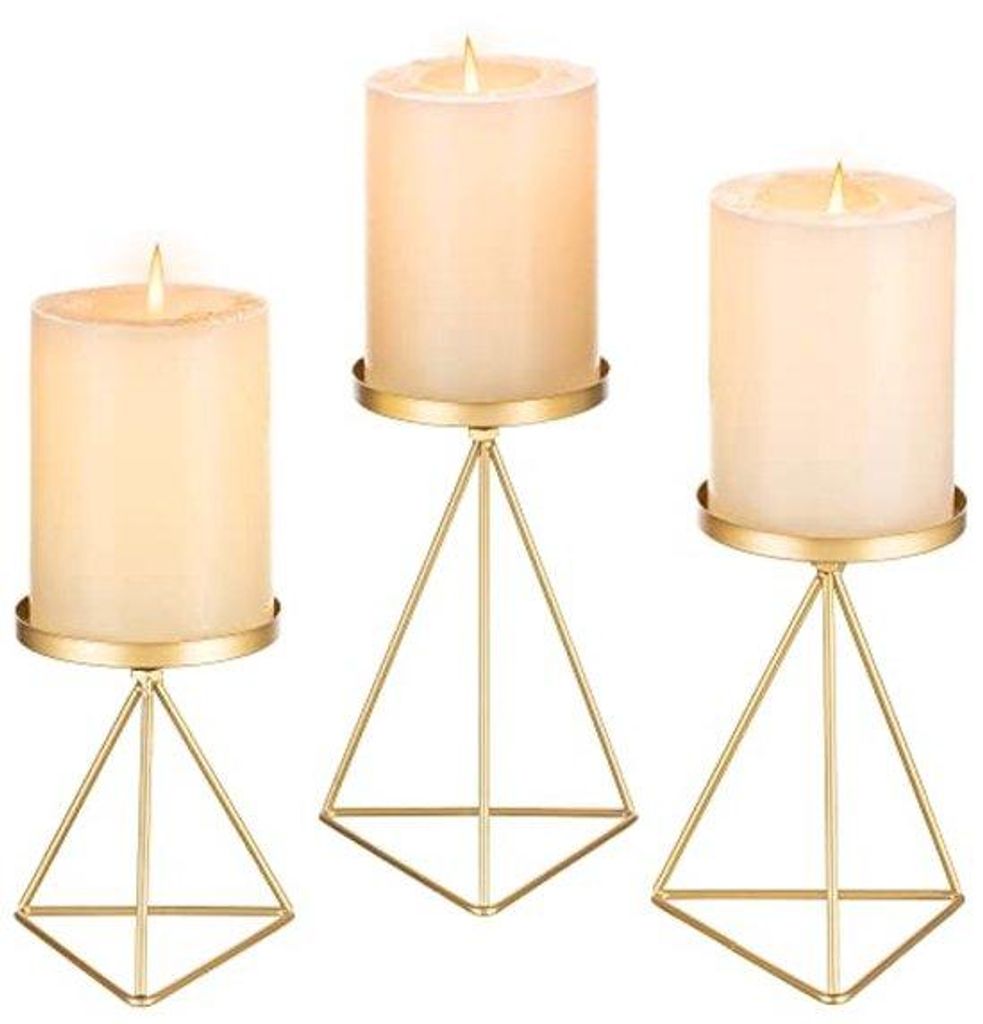 Geometrische Kandelaar-Set für Ständerkerzen - Metalldraht-Design für Tischdekoration