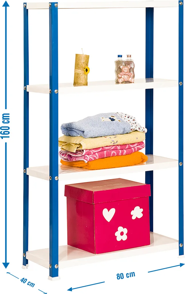 Rayonnage Métallique 4 Niveaux CLASSIC MINI pour Garage et Atelier Bleu