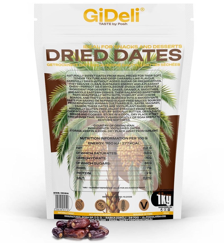 Datteln 1kg Ohne Zuckerzusatz Rohkost Soft Aromatisch Naturrein Vegan GiDeli
