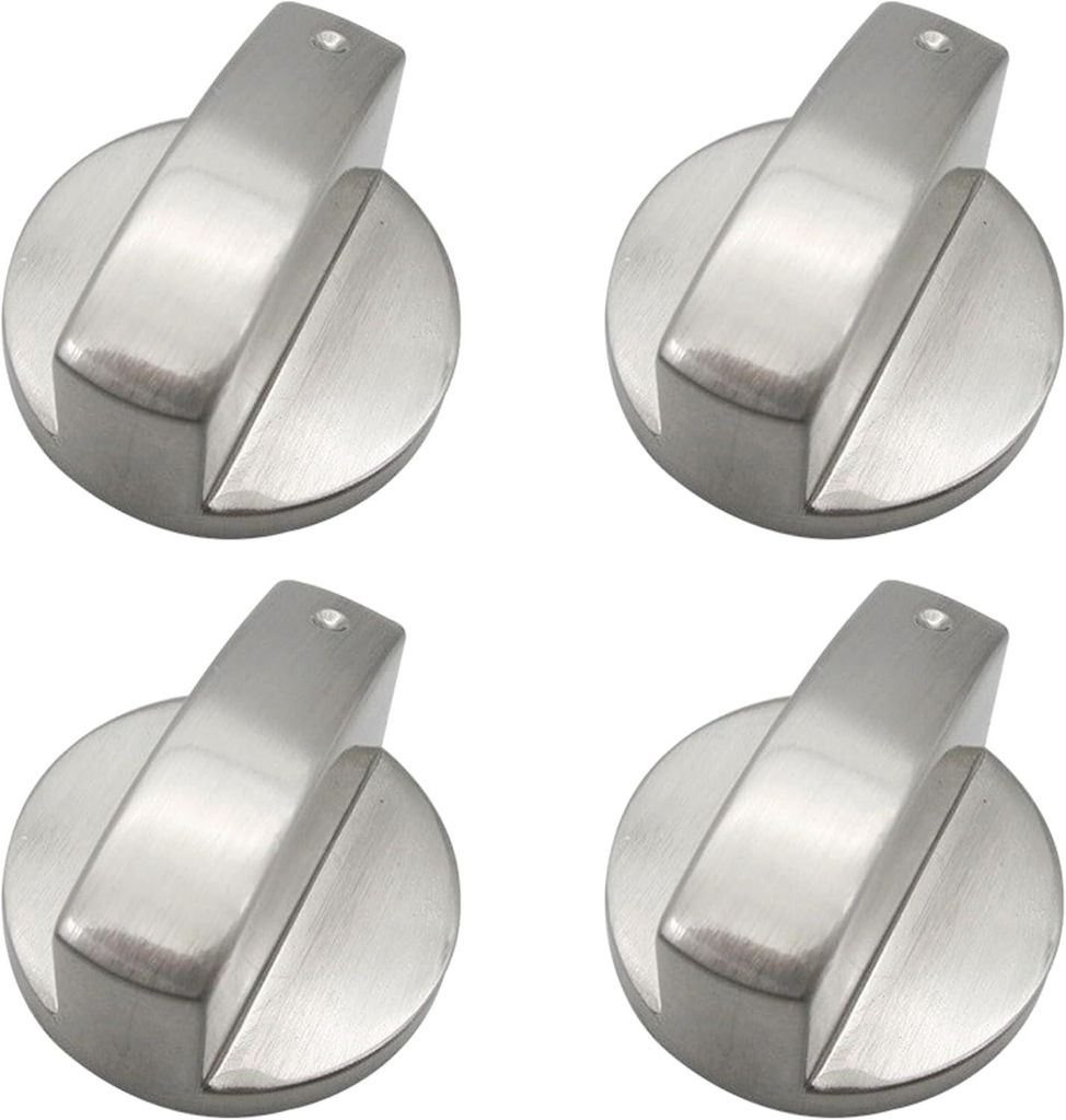 Set mit 4 Ersatzknöpfen aus versilbertem Metall, 6 mm, für Gasherde, Drehknöpfe