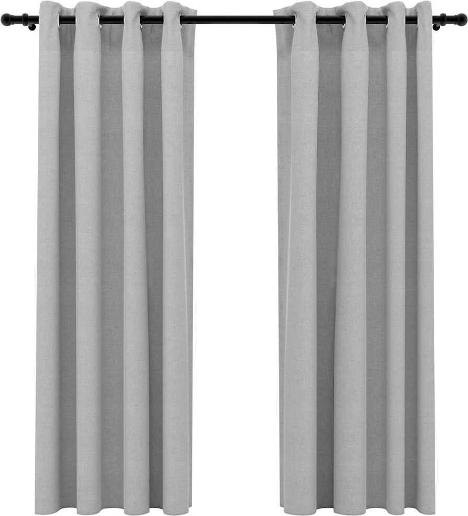 vidaXL Verdunkelungsvorhänge Ösen Leinenoptik 2 Stk. Grau 140x175 cm