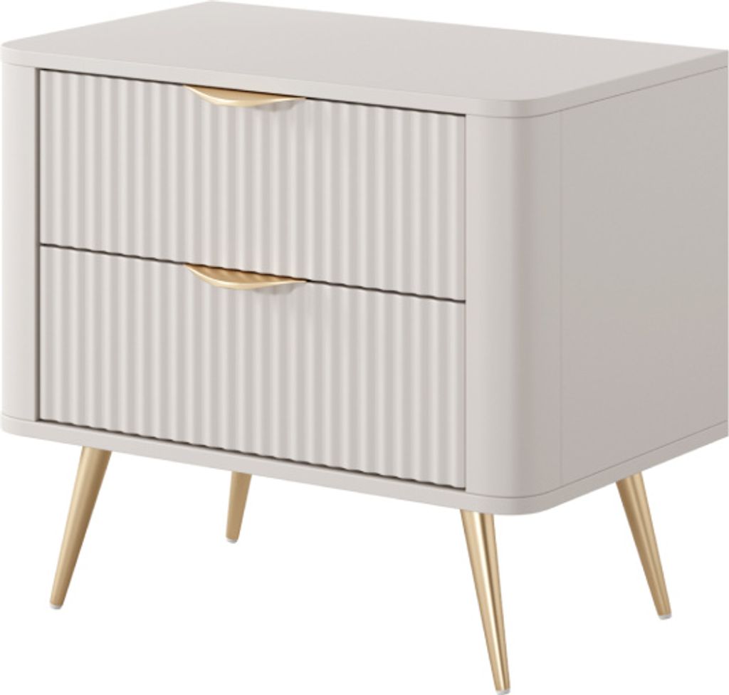 YOURHOUSE24 Nachttisch mit Schublade LANTE 2S beige/gold, schwarz