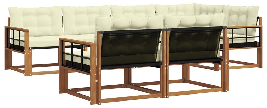 vidaXL Outdoor-Sofagarnitur mit Kissen 7 pcs Natur und Creme