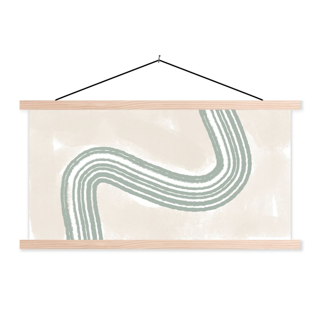 MuchoWow Textilposter Linie - Abstrakt - Design 150x75 cm mit holzfarbenen Rahmen - Plakate