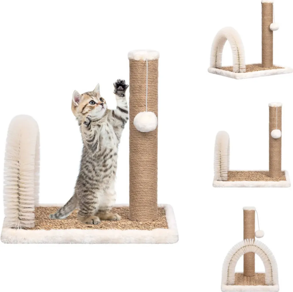 vidaXL Tiragraffi per Gatti con Arco Toelettatura e Palo in Sisal - Marrone