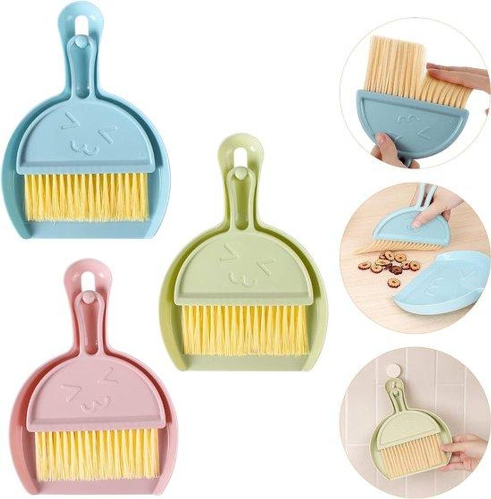 Drei-teiliger Mini-Staubsauger-Set für Zuhause, Auto, Küche, Tisch und Kinder - Nachhaltige Plastik-Bürsten, handlich, aufhängbar, in 3 Farben ...