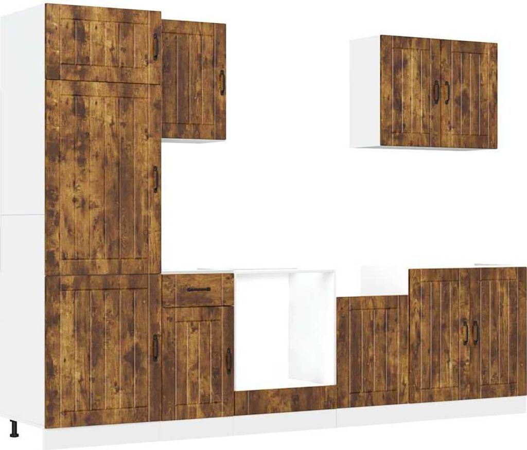 Best Möbel 7-tlg. Küchenschrank-Set Lucca - Mehrzweckschrank - Räuchereiche Holzwerkstoff - Küchenschränke A3314776