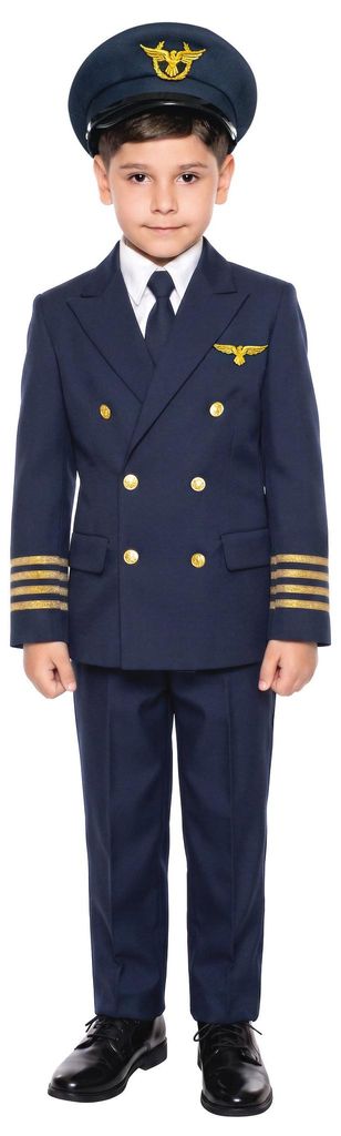 Pilot Kostüm - Karneval Faschingskostüm Kinder Kindergröße: 104