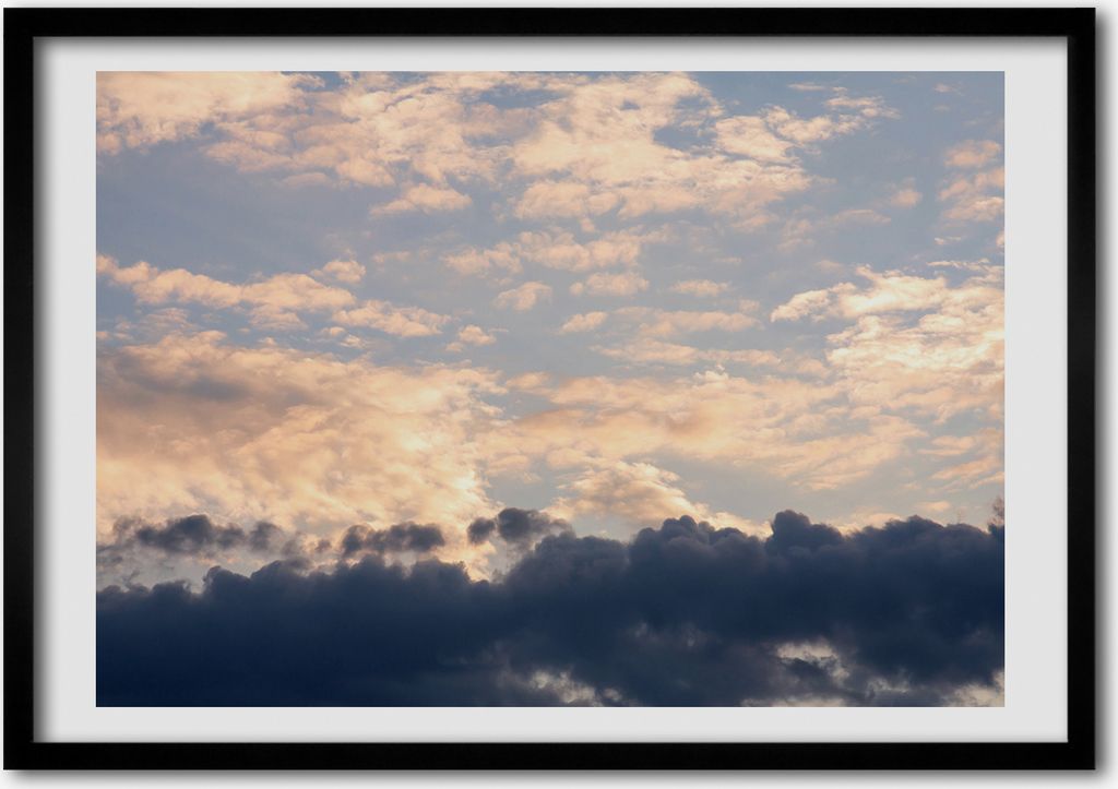 Bild - Bilderrahmen - 100 cm x 70 cm - MDF - Rahmen - Foto - Wandkunst Wolken im Himmel