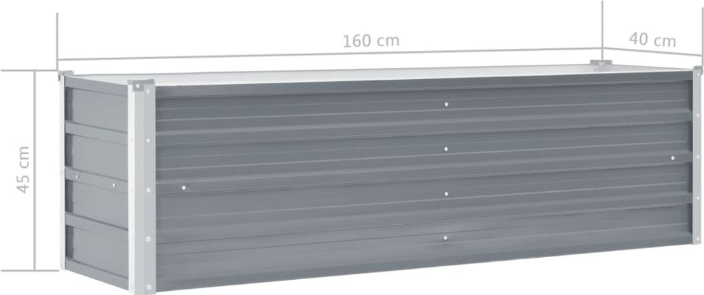 vidaXL Garten-Hochbeet Verzinkter Stahl 160x40x45 cm Grau Produktbild 15