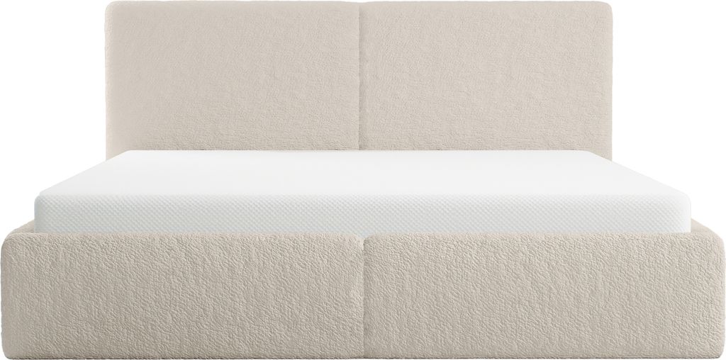 FEDVE Polsterbett Riberia Slim aus Bouclé-Stoff 200x200 cm, Beige
