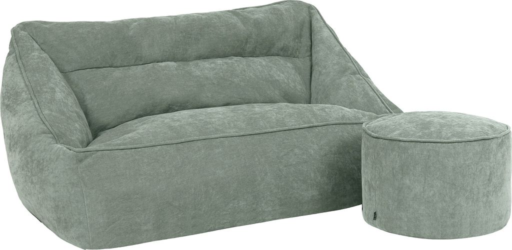icon Sitzsack Sofa Chenille Cecilia mit Hocker, Grau, Sitzsack Erwachsene mit Füllung Für Das Wohnzimmer,Riesensitzsack XXL Flauschig - Hergestel...