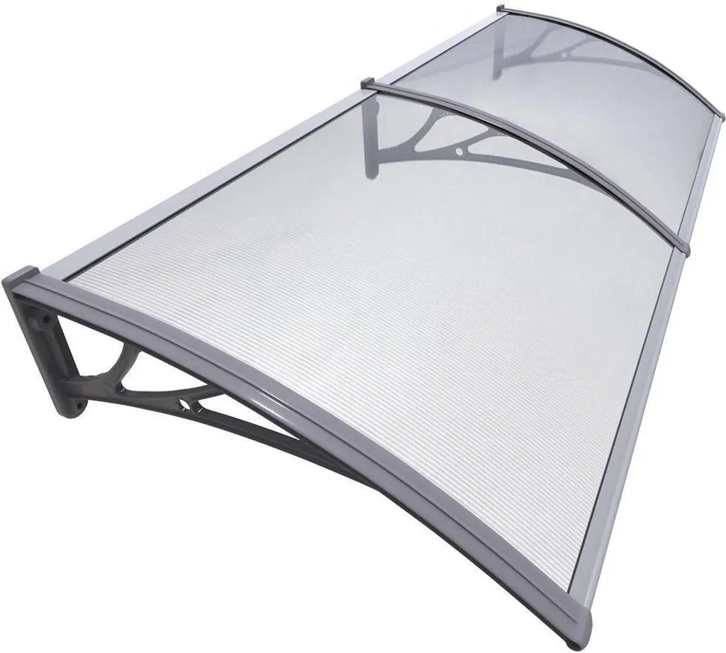 Marquise de Porte d'Entrée Transparente 200x80cm - Auvent Gris VOUNOT