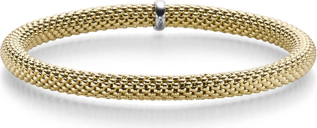 Himbeer-Armband Armreif Armschmuck elastisch 5mm 750 Gold Gelbgold für Damen