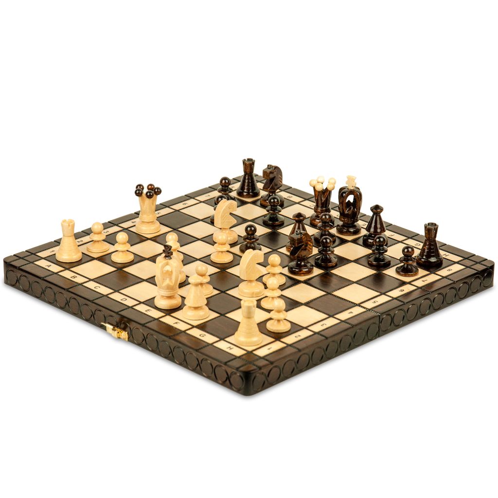 Schach edles Schachspiel aus Holz Schachbrett Handarbeit k2 35x35cm 