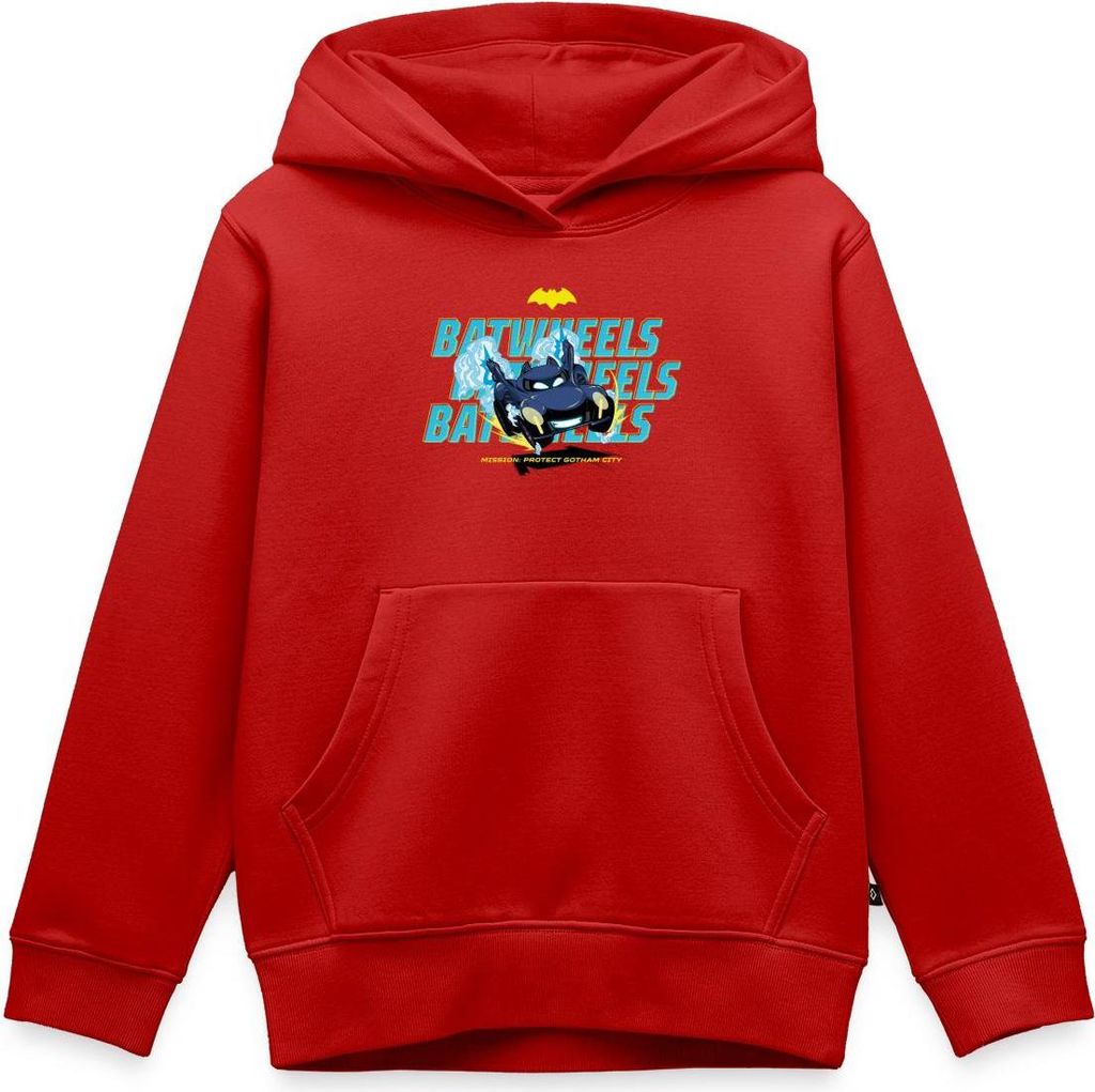 Spreadshirt Batwheels Bam Mit Schriftzug Protect Gotham City Kinder Premium Hoodie, 134/140 (8 Jahre), Rot